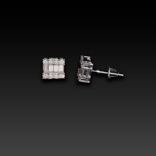 10k EMERALD CUT EARRINGS
